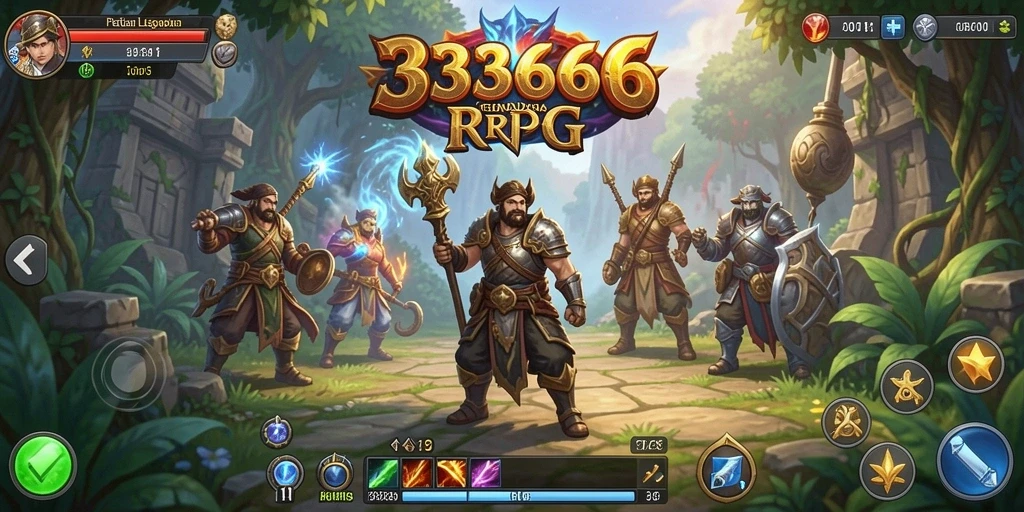 Screenshot menunjukkan aksi seru dalam pertempuran RPG di <strong>333666</strong>.