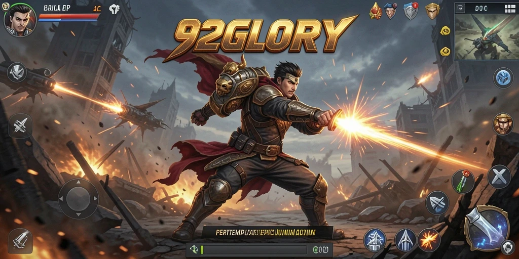 Tampilan gameplay 92GLORY dengan aksi pertempuran seru.