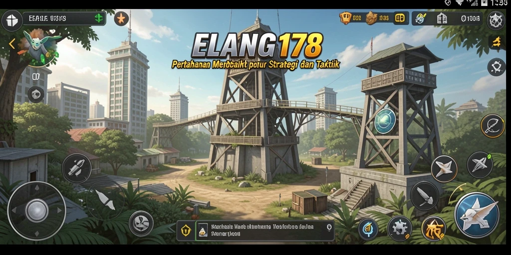 Tampilan gameplay menara yang menegangkan dalam ELANG178.