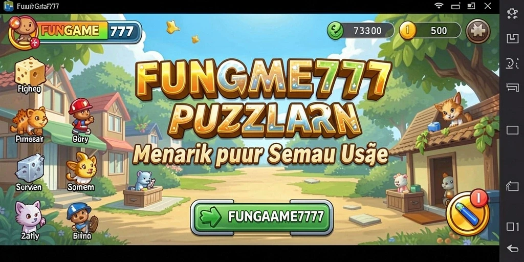 Tampilan gameplay seru di FUNGAME777 dengan teka-teki yang menantang.