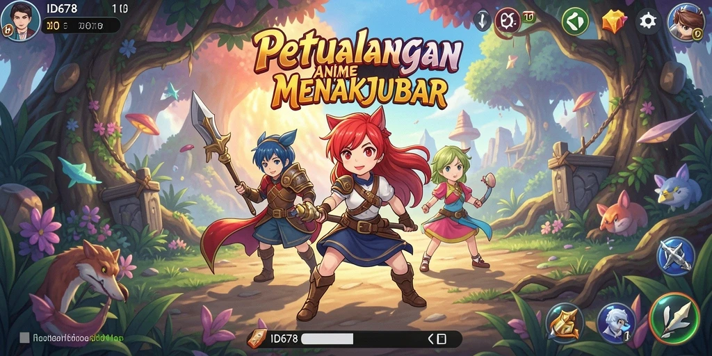 Screenshot utama ID678 menampilkan aksi seru karakter anime dalam pertempuran.