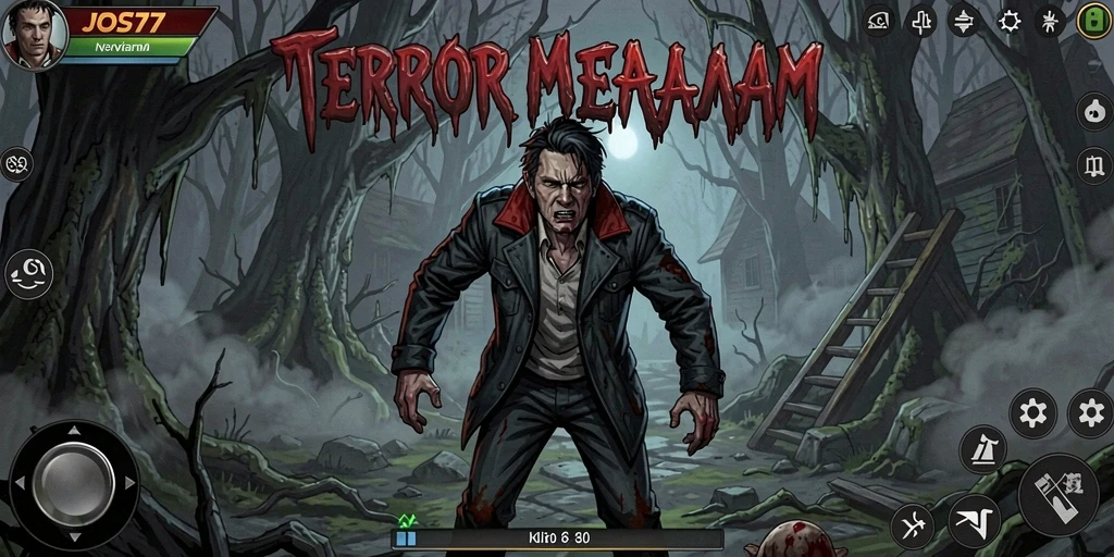 Tangkapan layar gameplay JOS77 menampilkan suasana Horror yang mencekam.