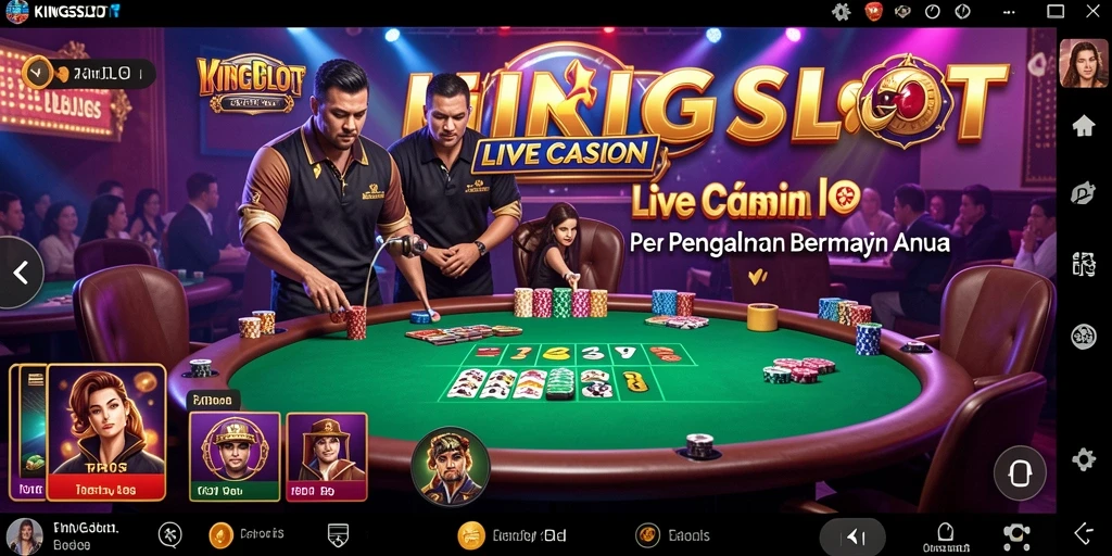 Screenshot gameplay KINGSLOT dengan dealer langsung yang menarik.