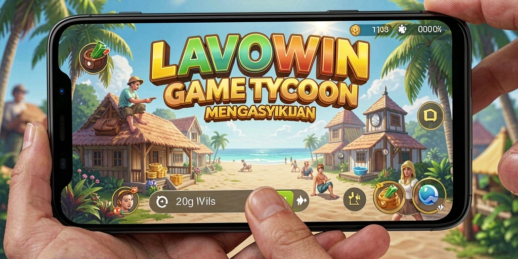 Screenshot gameplay LAVOWIN menunjukkan aktivitas bisnis yang menarik.