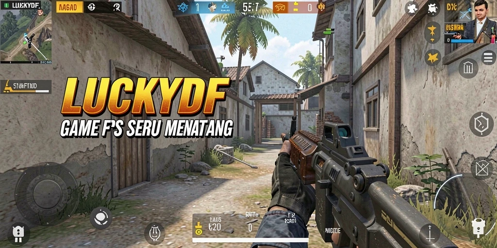 Menampilkan aksi mendebarkan dalam gameplay FPS LUCKYDF.
