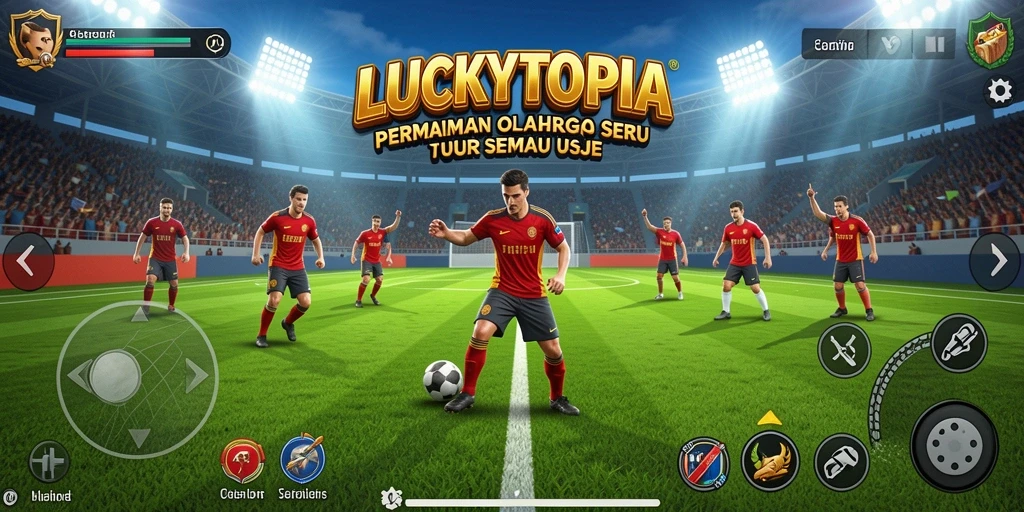 Tangkapan layar utama <strong>LUCKYTOPIA</strong> menunjukkan aksi seru dalam permainan olahraga.