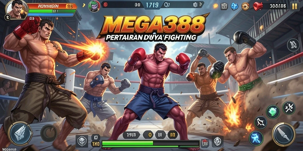 Gameplay sengit dan seru dalam MEGA388 saat bertarung.