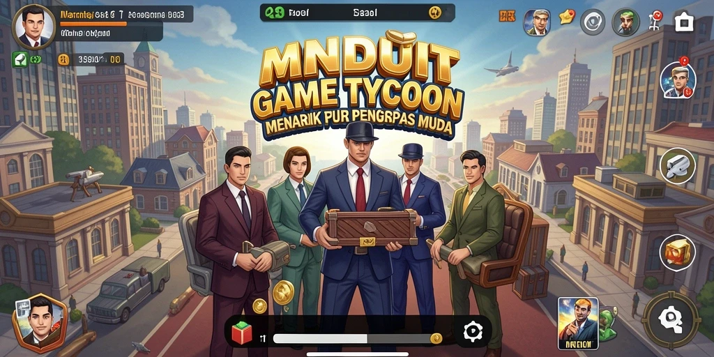 Tampilan gameplay MNDUIT yang menampilkan strategi bisnis menarik.