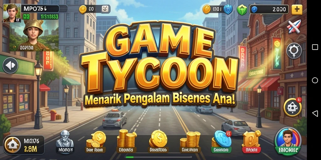 Screenshot MPO76 menunjukkan gameplay simulasi bisnis yang seru dan interaktif.