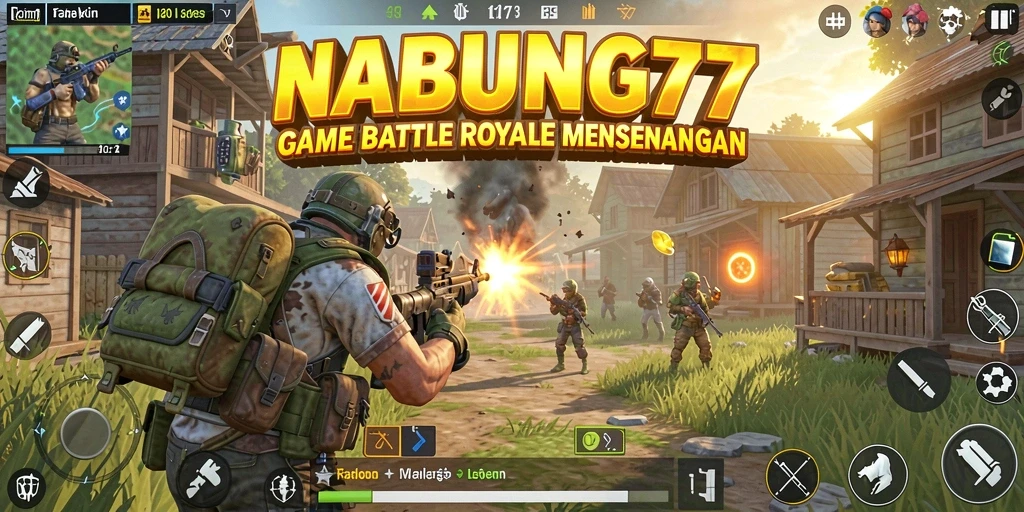 Tampilan gameplay epik di NABUNG77 dalam pertempuran Battle Royale.