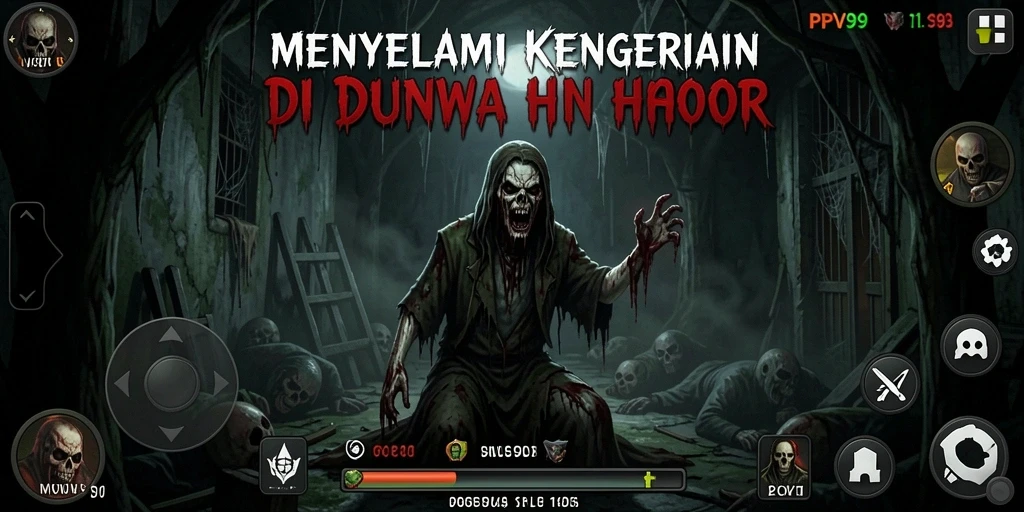 Screenshot gameplay PPV99 menunjukkan suasana horor yang mencekam.