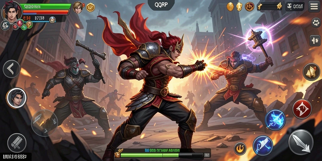 Tampilan gameplay QQRP yang seru dan penuh aksi dalam pertarungan Fighting.