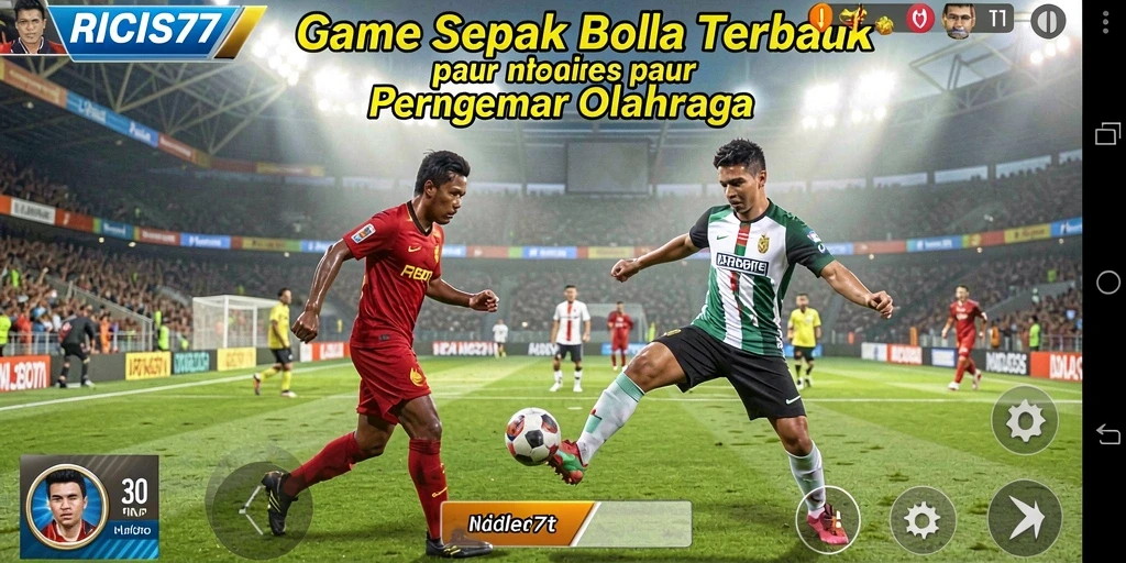 Screenshot gameplay RICIS77 yang menampilkan aksi di lapangan sepak bola.
