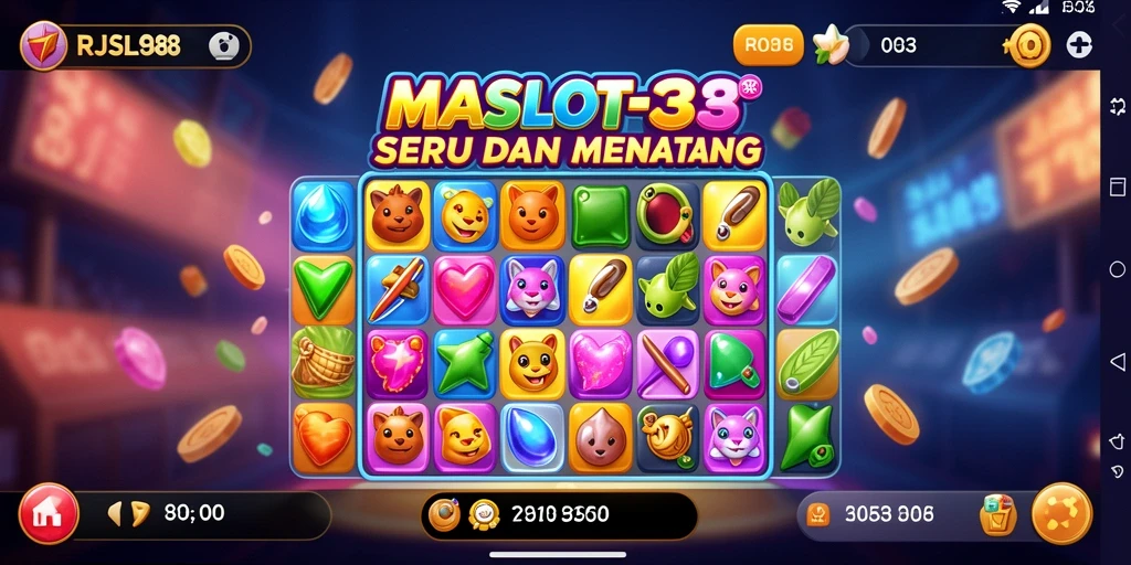 Screenshot gameplay RJSLOT88 yang menampilkan aksi mencocokkan item.