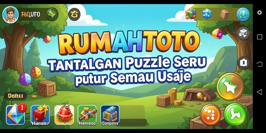 Screenshot gameplay RUMAHTOTO menampilkan teka-teki menarik yang harus diselesaikan.