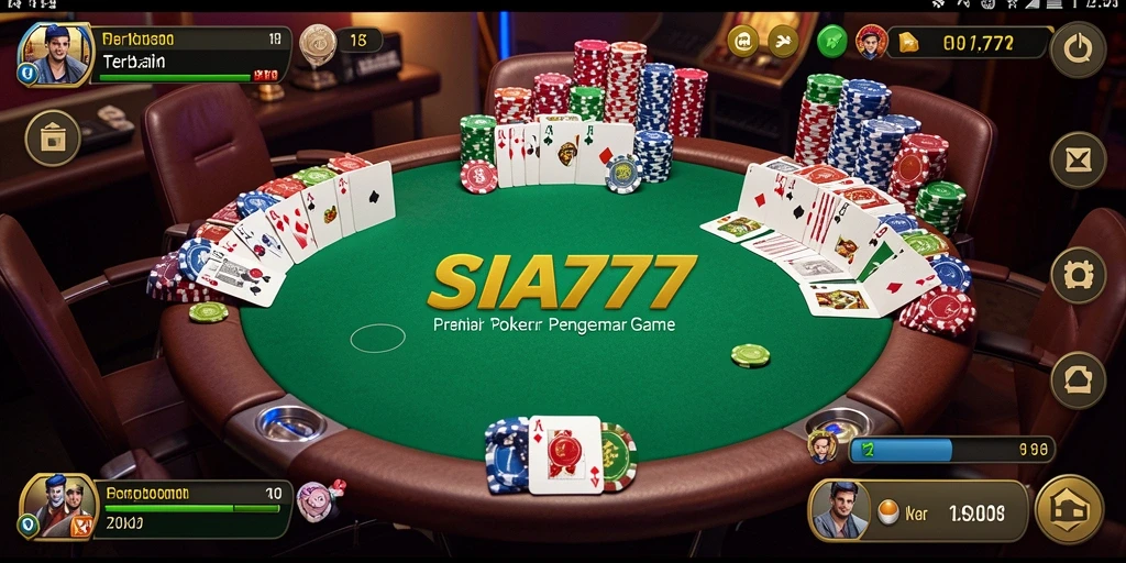 Screenshot menunjukkan gameplay seru SIA777 dalam permainan poker.
