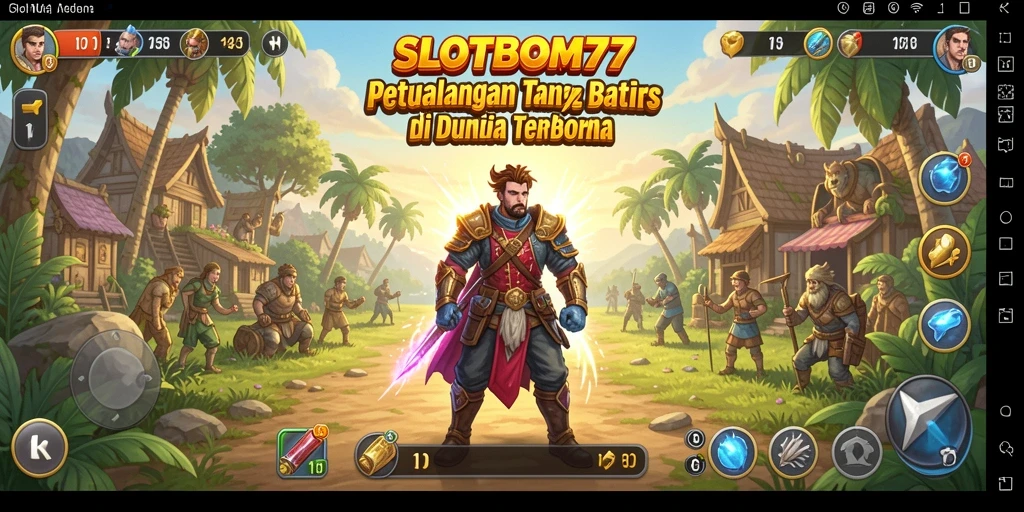 Screenshot SLOTBOM77 menunjukkan dunia terbuka yang luas dan menawan.