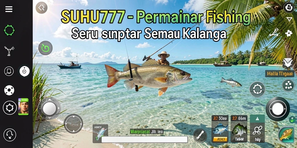 Screenshot gameplay <strong>Suhu777</strong> menunjukkan aksi memancing yang seru dan menarik.