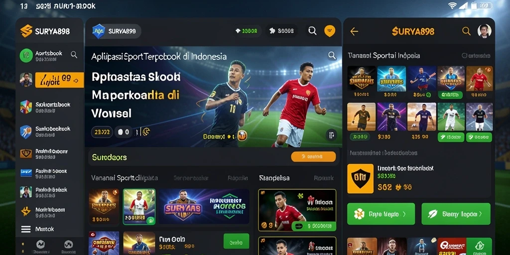 Tampilan antarmuka aplikasi SURYA898 saat bertaruh olahraga.