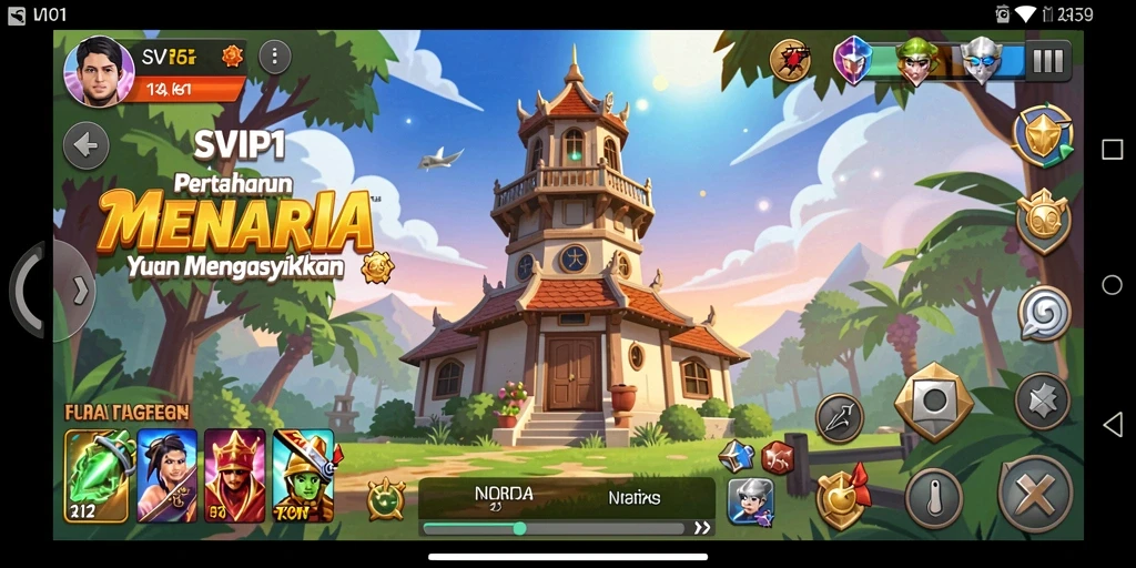 Tampilan gameplay menarik dari SVIP1 dalam pertahanan menara.