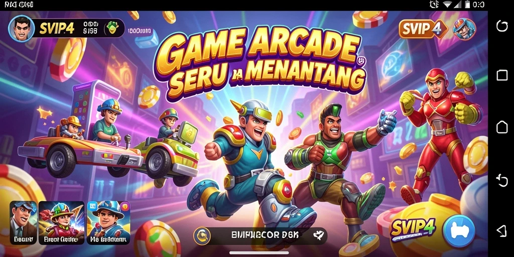 Screenshot utama SVIP4 menampilkan gameplay Arcade yang menyenangkan.