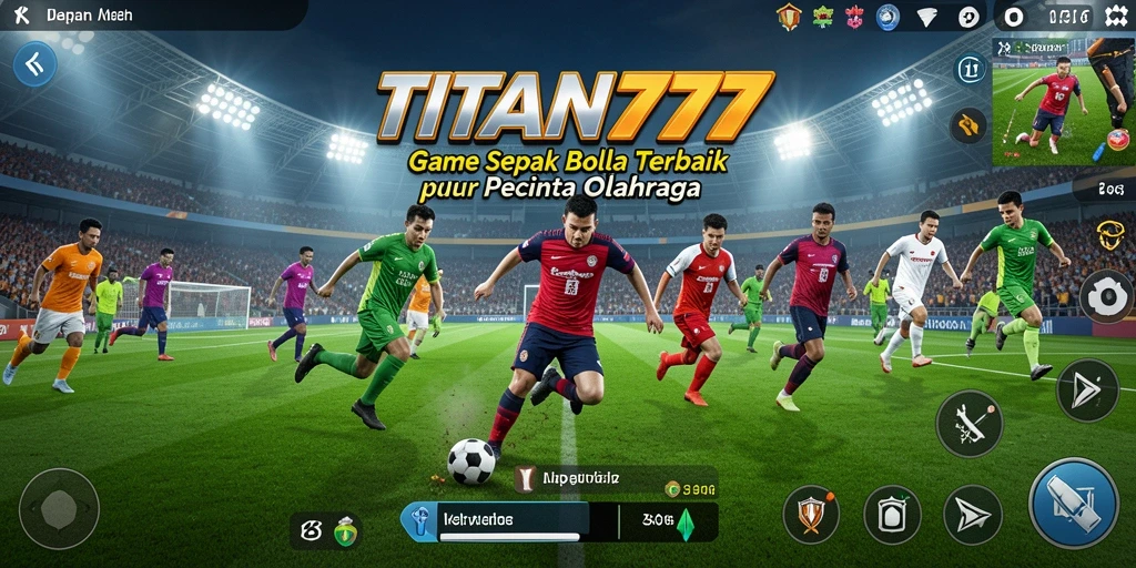 Tampilan gameplay intens dalam pertandingan sepak bola.
