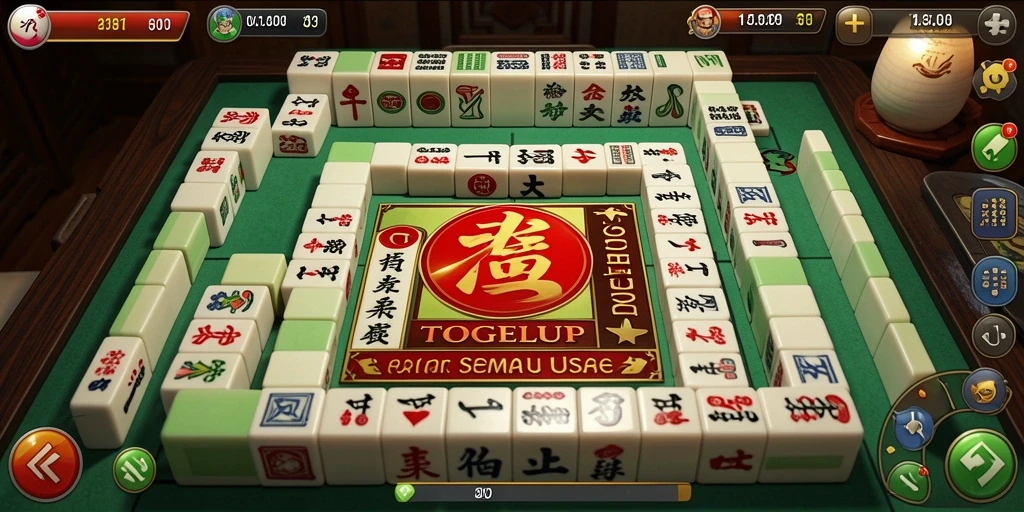 Tampilan gameplay TOGELUP dengan ubin Mahjong berwarna-warni dan menantang.