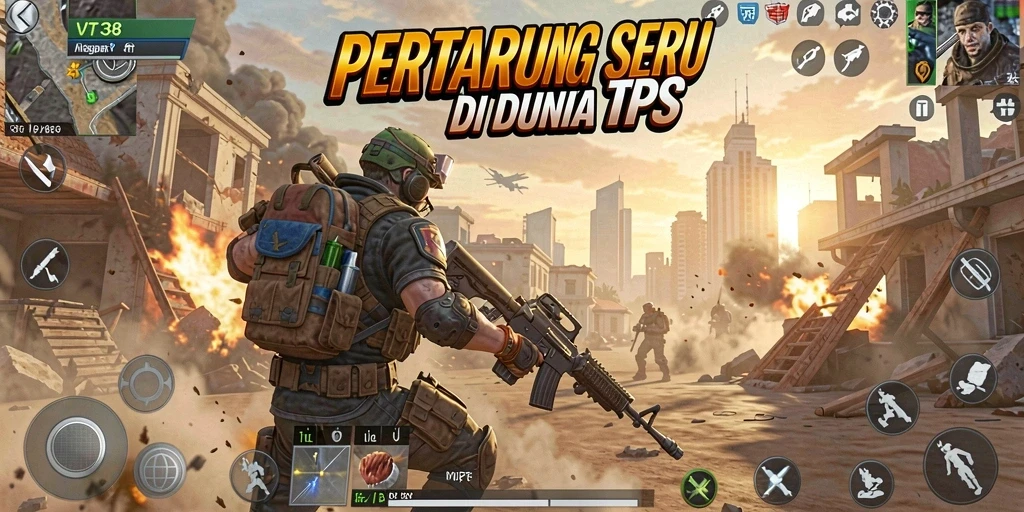 Gameplay seru VT38 dengan aksi tembak-menembak intens.