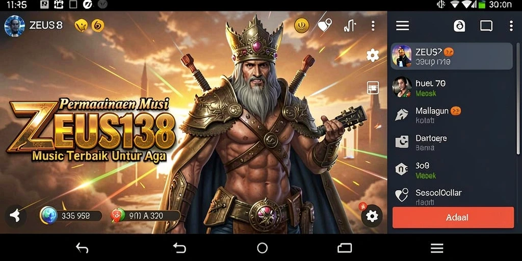 Screenshot utama ZEUS138 menampilkan gameplay musik yang seru.